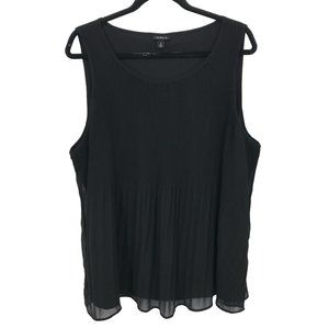 Torrid Womens Black Chiffon Accordion Pleated Lined Sleeveless Blouse Size 2X